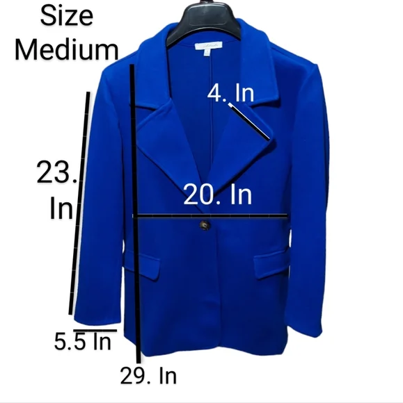 Women’s Jacket Belted Blazer Size S. M. L. Royal Blue Side Pockets Polyester New - Picture 7 of 15